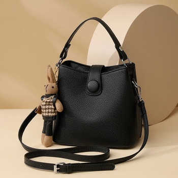 Ženska PU bucket torba, ulični stil, horizontalni kvadratni oblik, magnetska kopča, džep za telefon