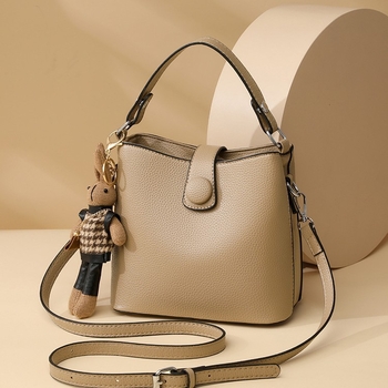 Ženska PU bucket torba, ulični stil, horizontalni kvadratni oblik, magnetska kopča, džep za telefon