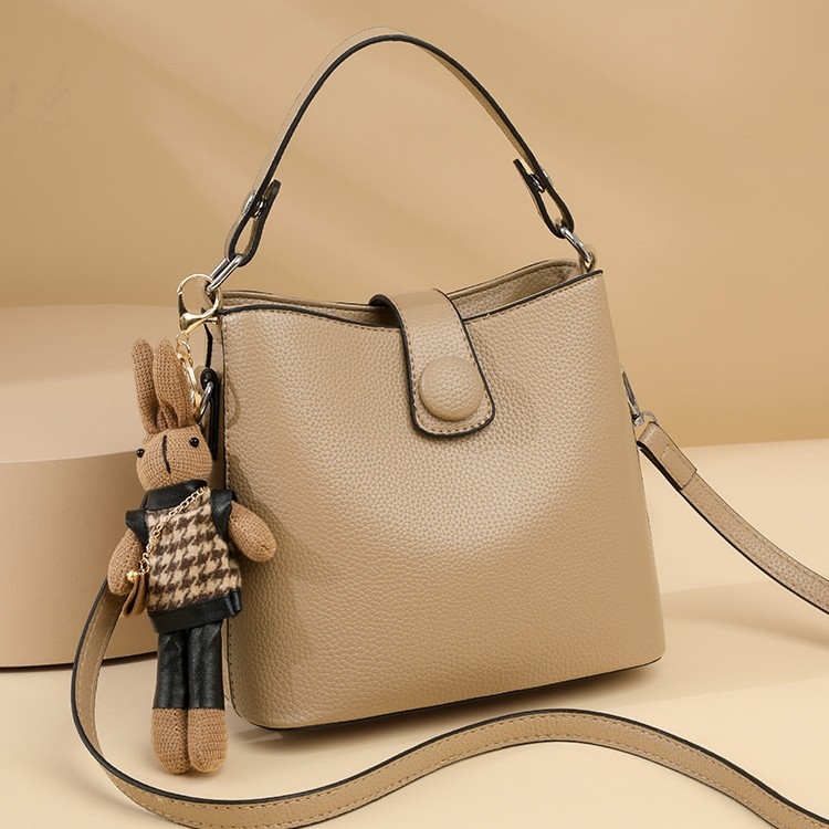 Ženska PU bucket torba, ulični stil, horizontalni kvadratni oblik, magnetska kopča, džep za telefon