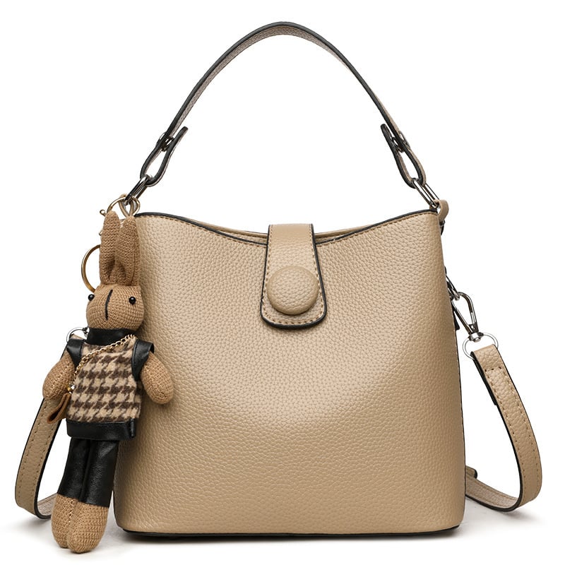 Ženska PU bucket torba, ulični stil, horizontalni kvadratni oblik, magnetska kopča, džep za telefon