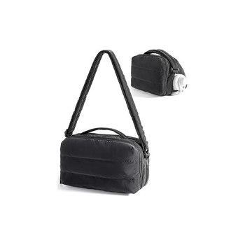 Nylon mini keresztbody kozmetikai táska cipzárral, városi minimalista stílus, függőleges négyzetes forma, belső laminált zseb, egypántos