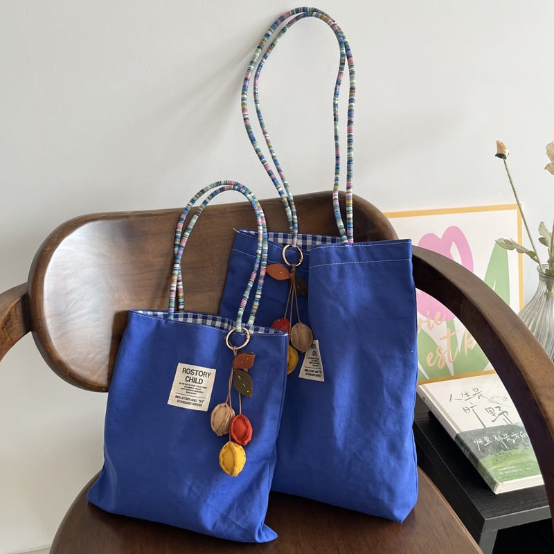 Torbica tote u američkom stilu, dvostrana, od denima i platna, za svakodnevnu upotrebu, s vintage kontrastnim detaljima