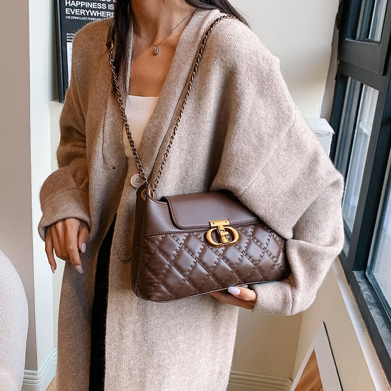 Ženska PU torbica u gradskom minimalističkom stilu, vodoravni kvadratni oblik, zatvarač, unutarnji džep sa zatvaračem