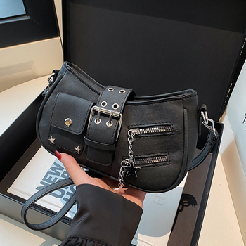 Torba preko tijela u ulicnom stilu od PU materijala, horizontalno kvadratnog oblika, zatvarač za zatvaranje i džep za telefon.