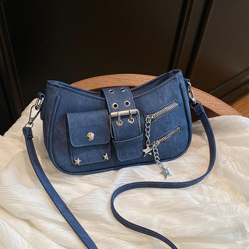 Torba preko tijela u ulicnom stilu od PU materijala, horizontalno kvadratnog oblika, zatvarač za zatvaranje i džep za telefon.