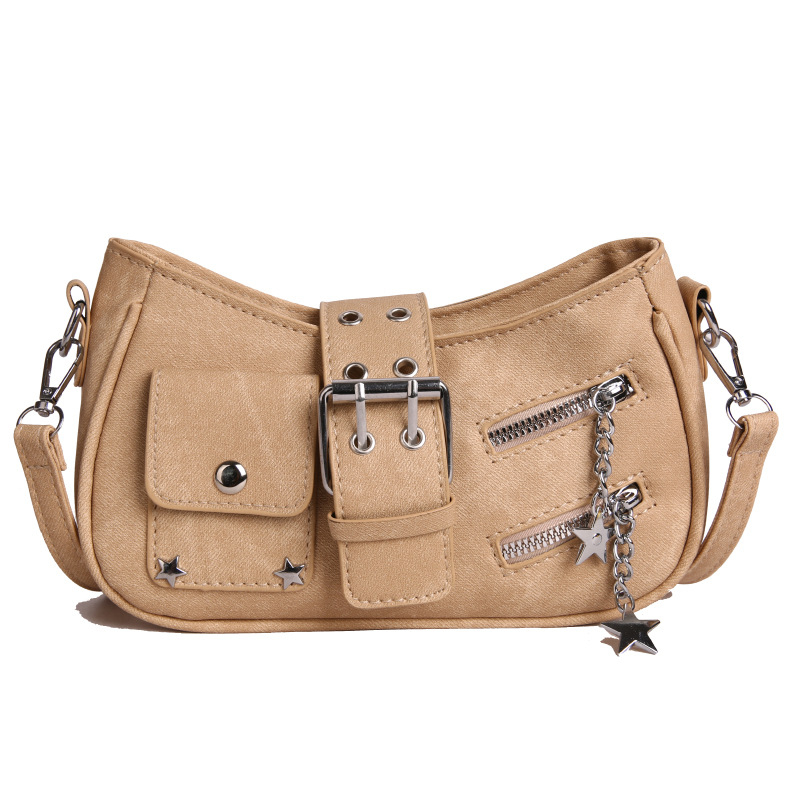 Torba preko tijela u ulicnom stilu od PU materijala, horizontalno kvadratnog oblika, zatvarač za zatvaranje i džep za telefon.