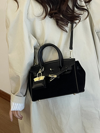 Torba za ramena sa zatvaračem, PU koža, kvadratnog horizontalnog oblika, unutarnja džep za dokumente, gradski minimalistički stil