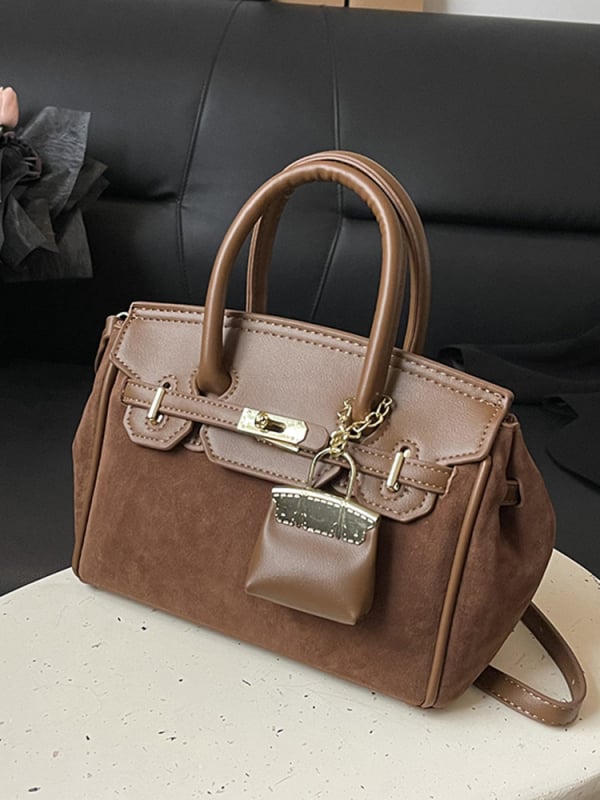 Torba za ramena sa zatvaračem, PU koža, kvadratnog horizontalnog oblika, unutarnja džep za dokumente, gradski minimalistički stil