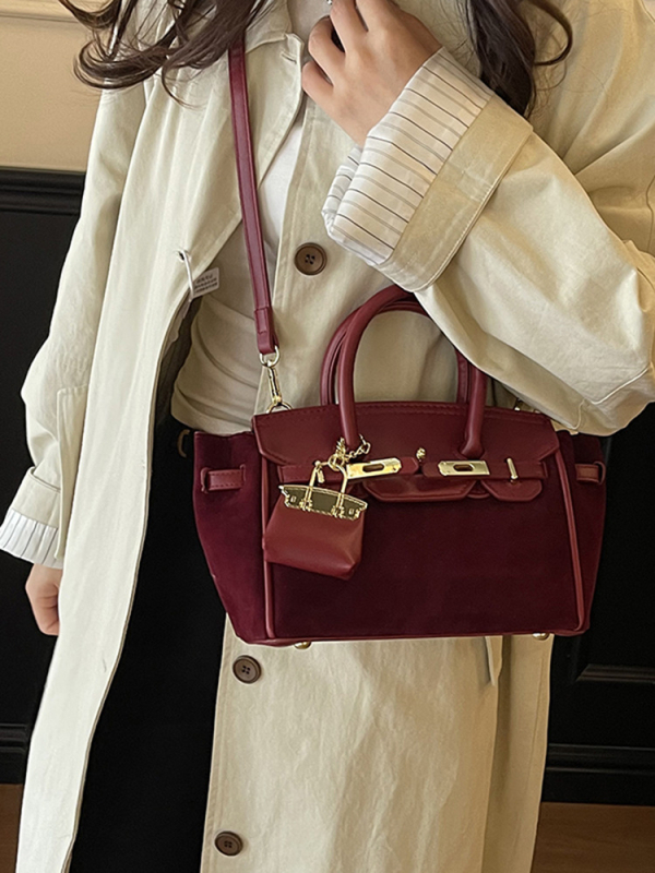 Torba za ramena sa zatvaračem, PU koža, kvadratnog horizontalnog oblika, unutarnja džep za dokumente, gradski minimalistički stil