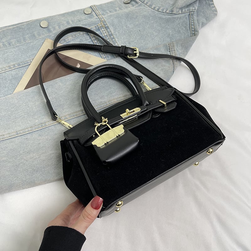 Torba za ramena sa zatvaračem, PU koža, kvadratnog horizontalnog oblika, unutarnja džep za dokumente, gradski minimalistički stil