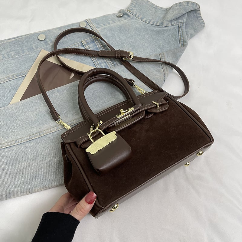 Torba za ramena sa zatvaračem, PU koža, kvadratnog horizontalnog oblika, unutarnja džep za dokumente, gradski minimalistički stil