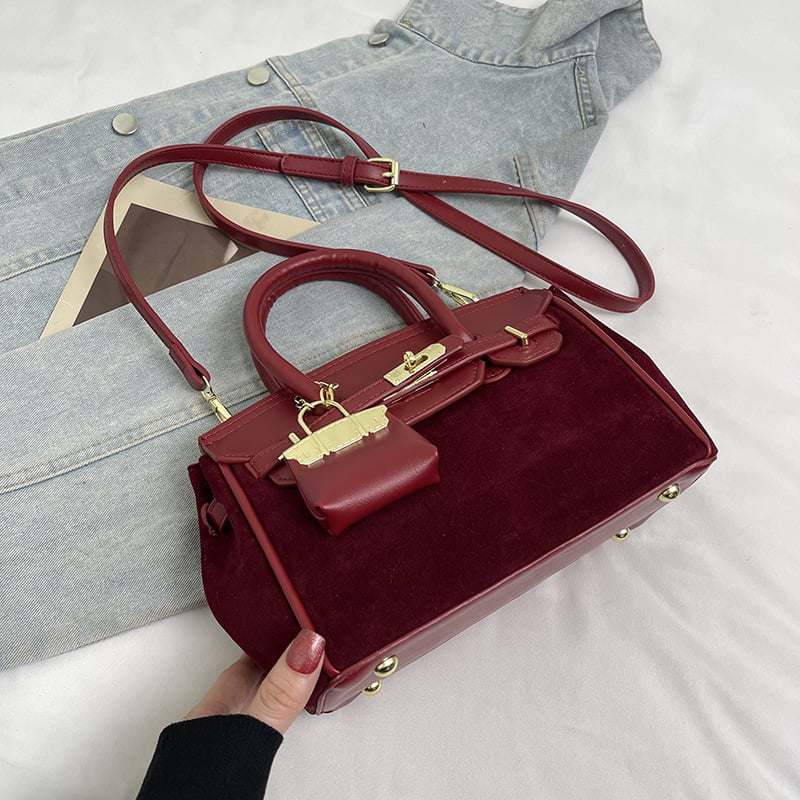 Torba za ramena sa zatvaračem, PU koža, kvadratnog horizontalnog oblika, unutarnja džep za dokumente, gradski minimalistički stil