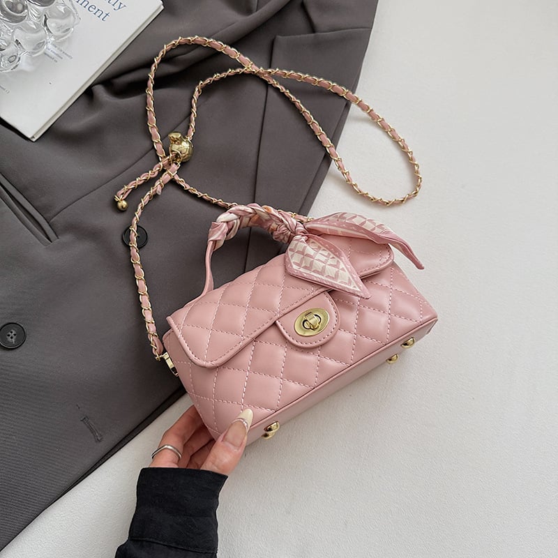 Torba preko ramena s dijamantnim lancem, PU materijal, mala veličina, horizontalni kvadratni oblik, zatvarač, skriveni džep sa zatvaračem