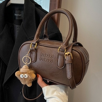 Dámska PU kabelka, street-trend štýl, vodorovný štvorcový tvar, zipsové zatváranie, trojrozmerná vonkajšia taška, jednoručný popruh