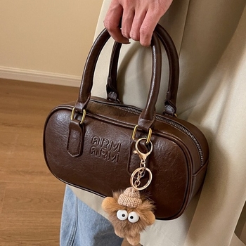 Dámska PU kabelka, street-trend štýl, vodorovný štvorcový tvar, zipsové zatváranie, trojrozmerná vonkajšia taška, jednoručný popruh