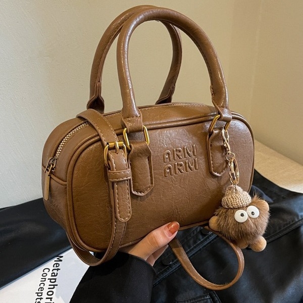 Dámska PU kabelka, street-trend štýl, vodorovný štvorcový tvar, zipsové zatváranie, trojrozmerná vonkajšia taška, jednoručný popruh