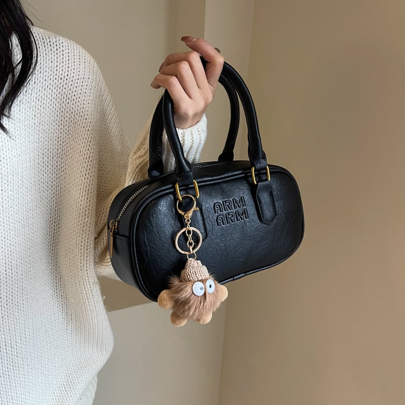 Dámska PU kabelka, street-trend štýl, vodorovný štvorcový tvar, zipsové zatváranie, trojrozmerná vonkajšia taška, jednoručný popruh