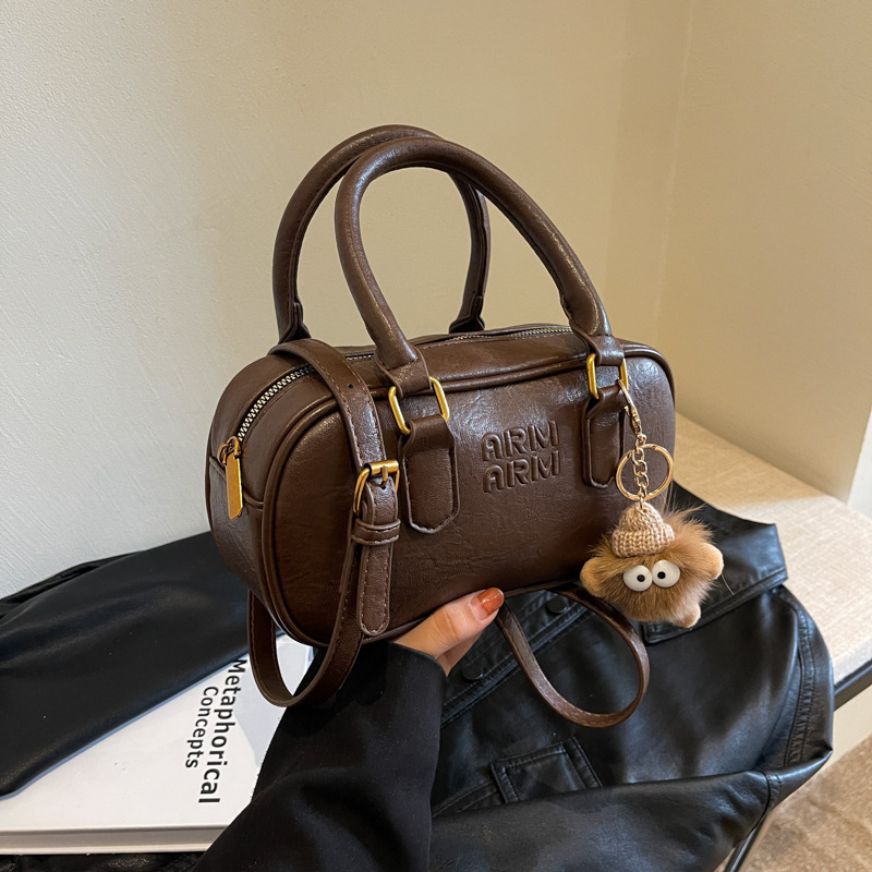 Dámska PU kabelka, street-trend štýl, vodorovný štvorcový tvar, zipsové zatváranie, trojrozmerná vonkajšia taška, jednoručný popruh