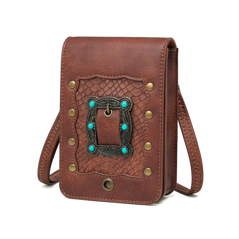 Ženska PU crossbody torbica s magnetskim zatvaračem, kvadratnog oblika, uspravni kvadratni oblik, unutarnja pretinac za telefon