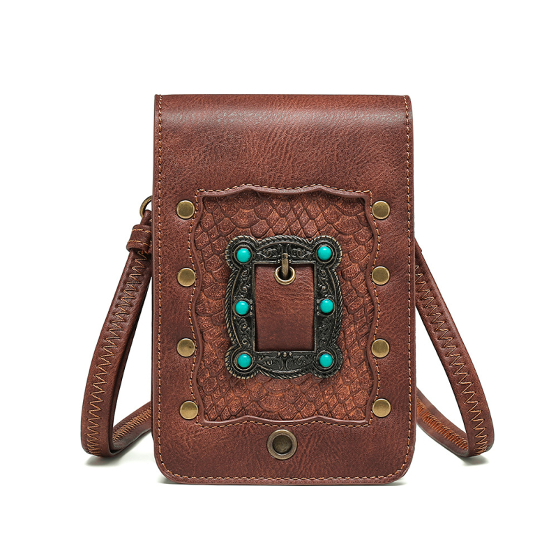 Ženska PU crossbody torbica s magnetskim zatvaračem, kvadratnog oblika, uspravni kvadratni oblik, unutarnja pretinac za telefon