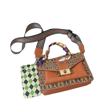 Ženska PU crossbody torba, horizontalni kvadratni oblik, zatvaranje s poklopcem, unutarnja džep za telefon, jedna naramenica