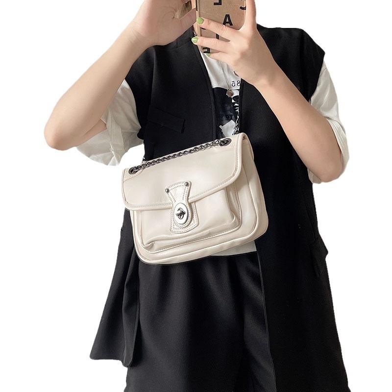 inschick PU crossbody torba u street trend stilu, mala kvadratna torba, vodoravni kvadratni oblik, džep sa zipom