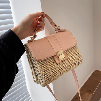 Urban minimalistička crossbody torba od papirnate špage, mali kvadratni oblik, vodoravni raspored, džep za telefon, Roman marka