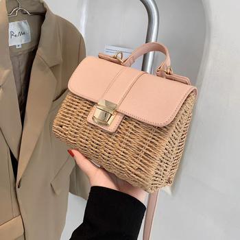 Urban minimalistička crossbody torba od papirnate špage, mali kvadratni oblik, vodoravni raspored, džep za telefon, Roman marka