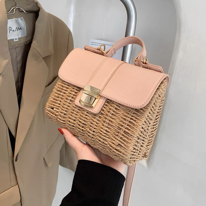 Urban minimalistička crossbody torba od papirnate špage, mali kvadratni oblik, vodoravni raspored, džep za telefon, Roman marka