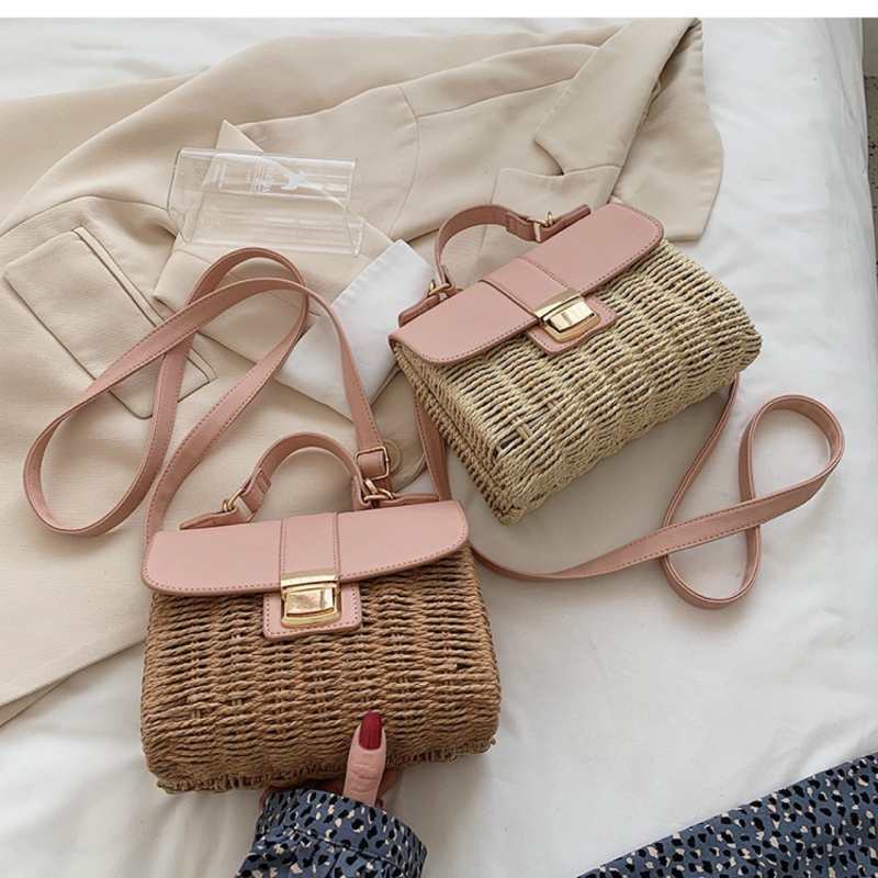 Urban minimalistička crossbody torba od papirnate špage, mali kvadratni oblik, vodoravni raspored, džep za telefon, Roman marka