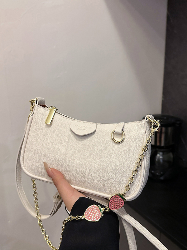 PU crossbody torba s lancem, horizontalni kvadratni oblik, zatvarač, pretinac za mobitel