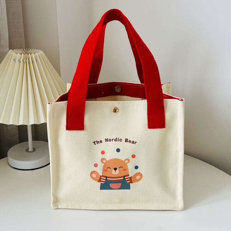 Platnena kvadratna torba, stil dječje karikature, Triumph, magnetska kopča, proljeće 2025