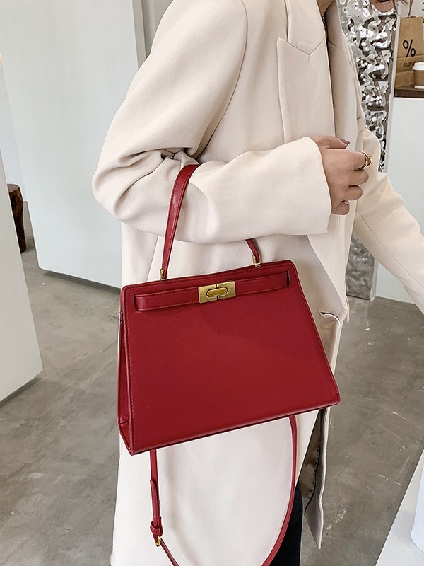 PU kožna crossbody torbica s vodoravnim kvadratnim oblikom, zatvarač, Zimska kolekcija 2025