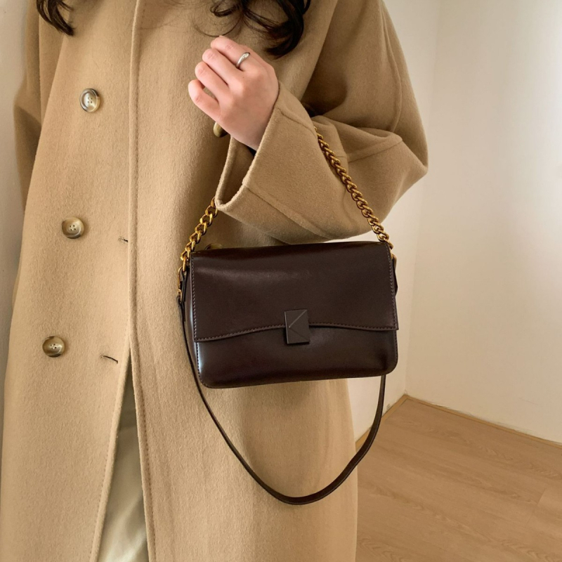 Korejska modna mala kvadratna crossbody torba od PU kože, otvor s poklopcem, horizontalni oblik, unutarnji džepovi sa zipom i džep za mobitel