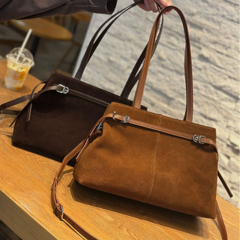 Jesen 2025 Crossbody torba od prave kože, mat tekstura, horizontalni oblik, velika kapacita