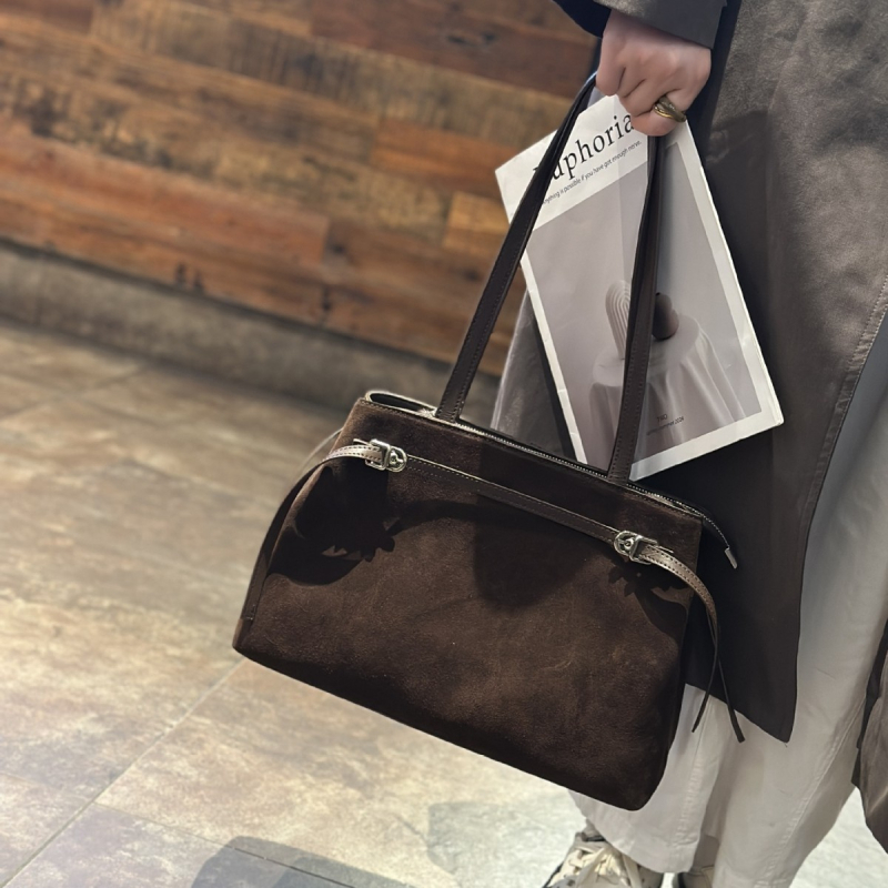 Jesen 2025 Crossbody torba od prave kože, mat tekstura, horizontalni oblik, velika kapacita
