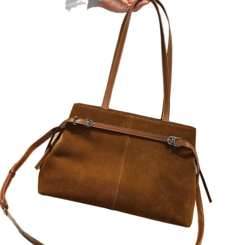 Jesen 2025 Crossbody torba od prave kože, mat tekstura, horizontalni oblik, velika kapacita