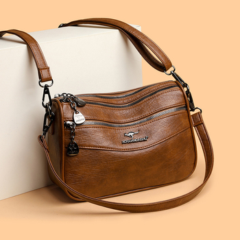 PU ženska crossbody torba, horizontalni kvadratni oblik, otvaranje zatvaračem, poliesterska podstava, unutarnja džep sa zatvaračem