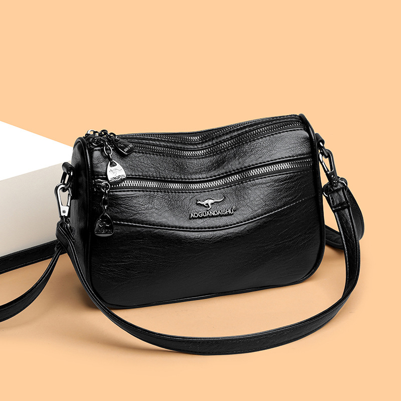 PU ženska crossbody torba, horizontalni kvadratni oblik, otvaranje zatvaračem, poliesterska podstava, unutarnja džep sa zatvaračem