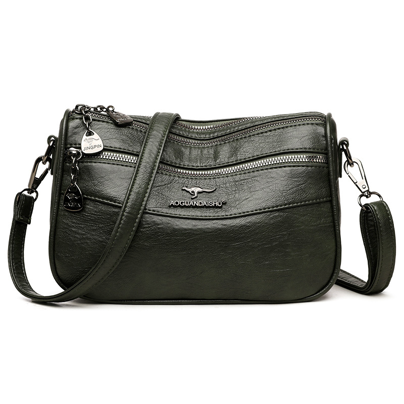 PU ženska crossbody torba, horizontalni kvadratni oblik, otvaranje zatvaračem, poliesterska podstava, unutarnja džep sa zatvaračem