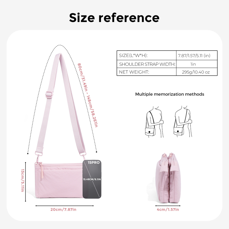 Nylon Crossbody torba, vodoravno kvadratnog oblika, zatvarač, unutarnja džep za telefon, jesen 2025 izdanje