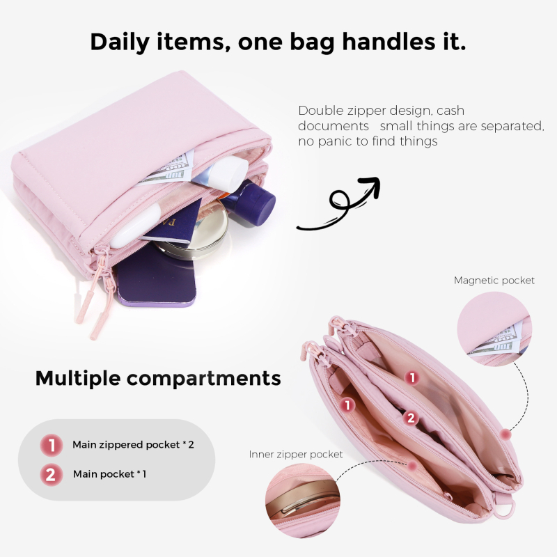 Nylon Crossbody torba, vodoravno kvadratnog oblika, zatvarač, unutarnja džep za telefon, jesen 2025 izdanje