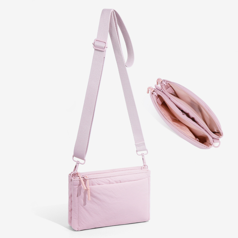 Nylon Crossbody torba, vodoravno kvadratnog oblika, zatvarač, unutarnja džep za telefon, jesen 2025 izdanje