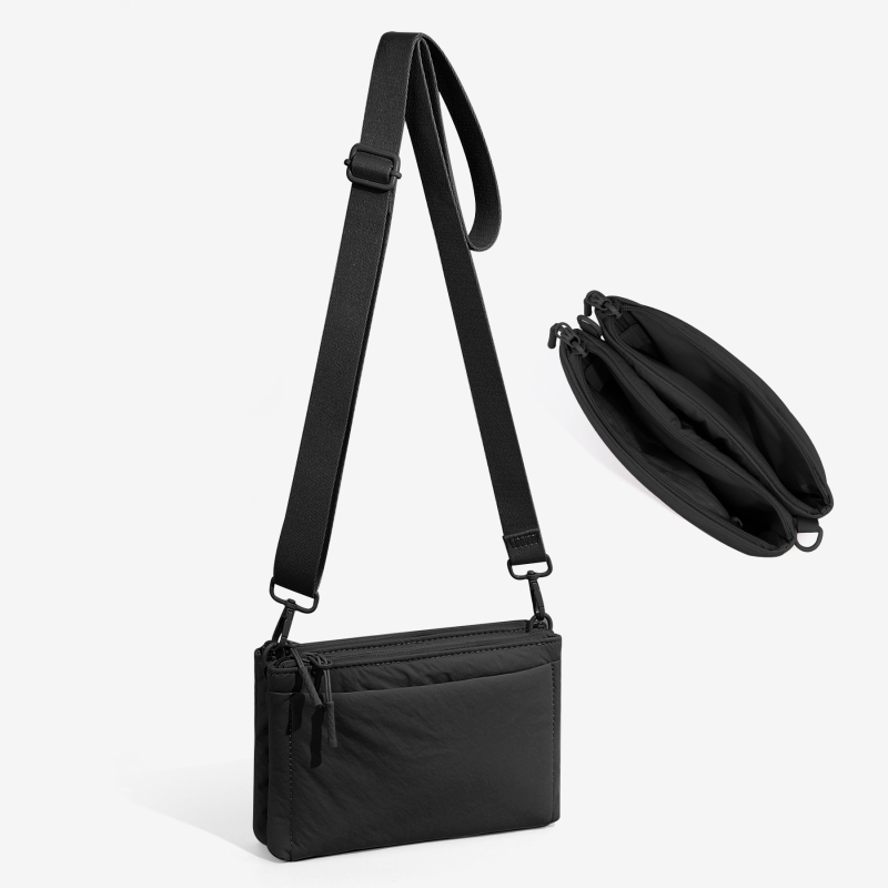 Nylon Crossbody torba, vodoravno kvadratnog oblika, zatvarač, unutarnja džep za telefon, jesen 2025 izdanje