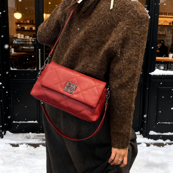 Torba za ramena s dijamantnim prešivanjem, PU materijal, zatvaranje s kapom, unutarnja zip kapsa, jednoručni remen, Zima 2025