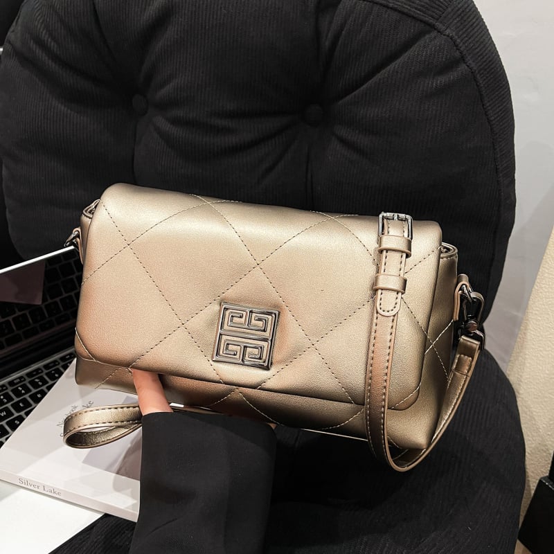 Torba za ramena s dijamantnim prešivanjem, PU materijal, zatvaranje s kapom, unutarnja zip kapsa, jednoručni remen, Zima 2025