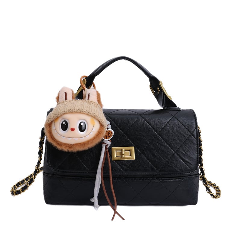 Mala kvadratna PU torba, gradski minimalistički stil, zatvaranje na zip, jedna naramenica, unutarnja pretinac za telefon