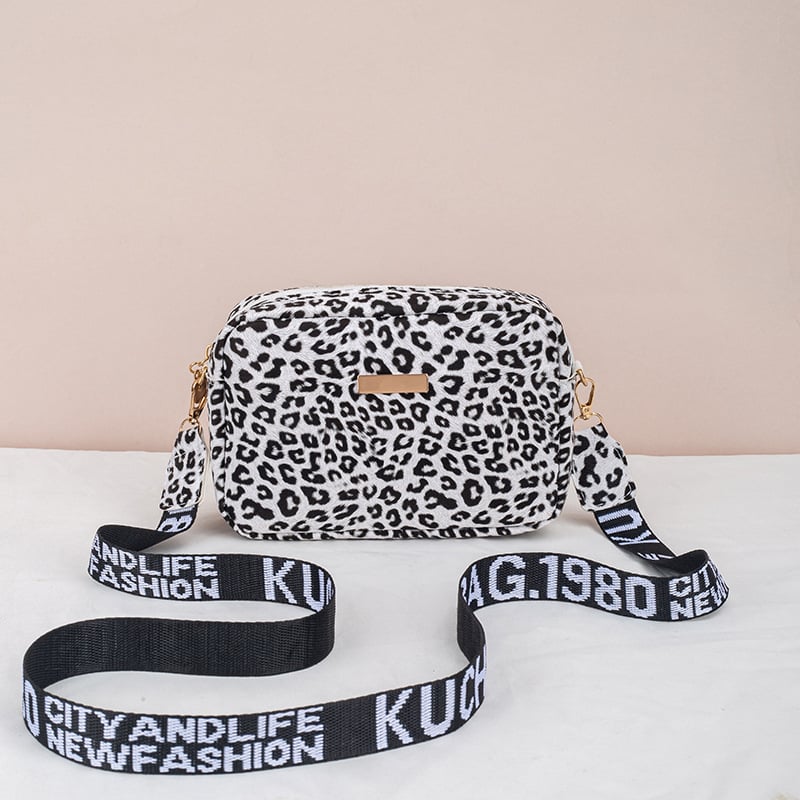 Ženska torbica leopard uzorak PU materijala, crossbody torba, horizontalni kvadratni oblik, zatvarač, proljeće 2025