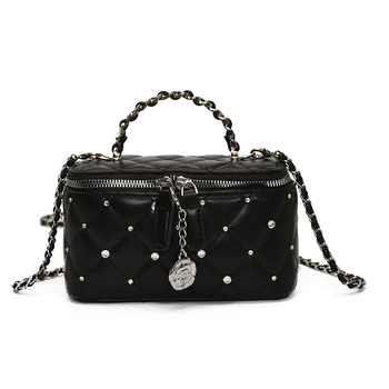 Torba za rame s dijamantnom lancem, mini kvadratni oblik, PU koža, zatvarač, pretinac za ID