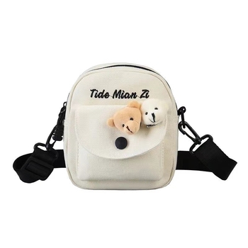 Kanvas torba za ramena u street stilu, mala kvadratna forma, vertikalni dizajn, zatvarač